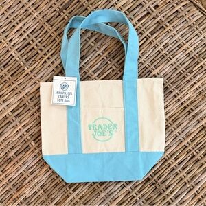 New! Trader Joe's mini tote bag- light blue - perfect for Easter basket!